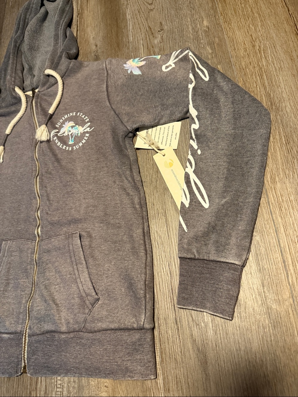 Ocean Drive Gray Zip-Up Hoodie Jacket - Picture 4 of 7
